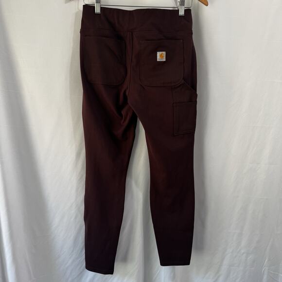 Carhartt Force Fitted Midweight Utility Legging Womens SMALL Brown Zip Pocket - Picture 7 of 13
